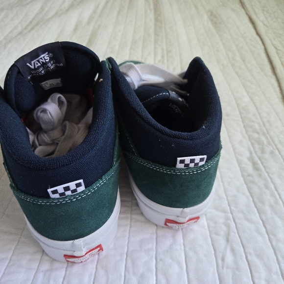 Vans Skate Half Cab Men 8.5 Mid Top Tartan Blue Green New Popcush 032026 - Picture 8 of 9